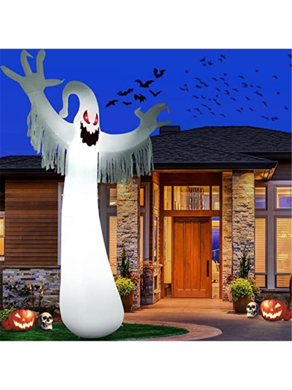 Sizonjoy 12 FT Halloween Decoration Inflatable Ghost, Blow Up Animated Red Eyes